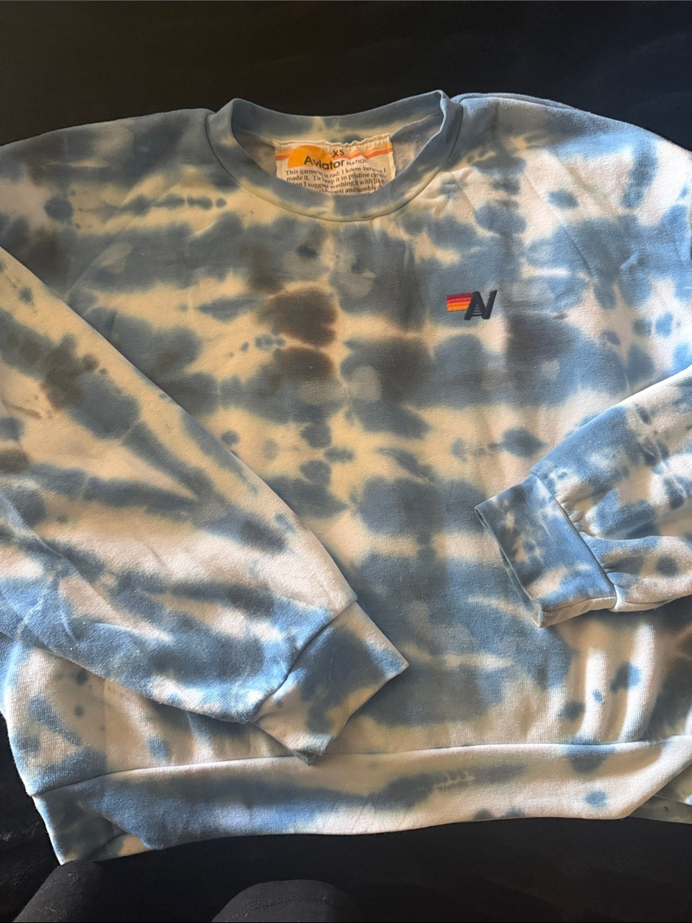Aviator Nation Blue Tie-Dye Crewneck super soft